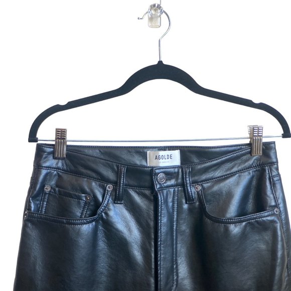 NWT AGOLDE Recycled Leather Mid Rise Relaxed Boot Pants - Picture 3 of 16